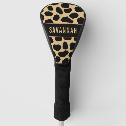 Aangepaste naam Cheetah Animal Print Pattern Class Golfheadcover (Voorkant)