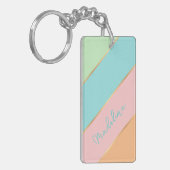 Aangepaste naam Chic Aqua Blue Green Blush Pink St Sleutelhanger (Voorkant Links)