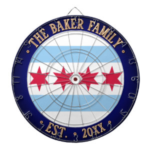 Aangepaste naam CHICAGO VLAG Donker marineblauwe r Dartbord