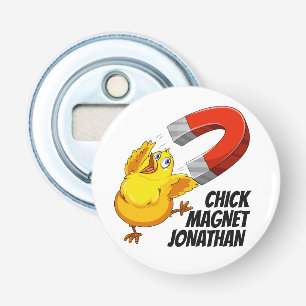 Aangepaste naam Chick Magnet Button Flesopener