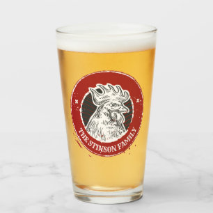Aangepaste naam Chicken Custom Country Rooster Glas