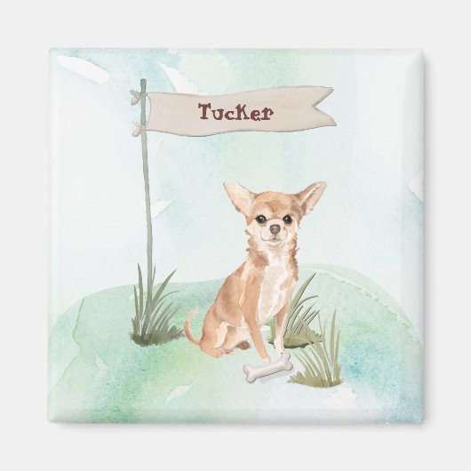 Aangepaste naam Chihuahua Pet Dog Magneet (Voorkant)
