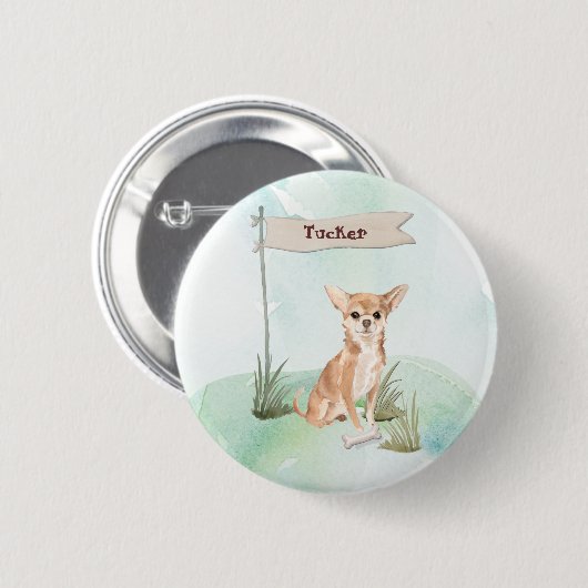 Aangepaste naam Chihuahua Pet Dog Ronde Button 5,7 Cm (Voorkant /achterkant)