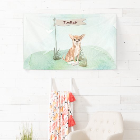 Aangepaste naam Chihuahua Pet Dog Spandoek (Insitu)