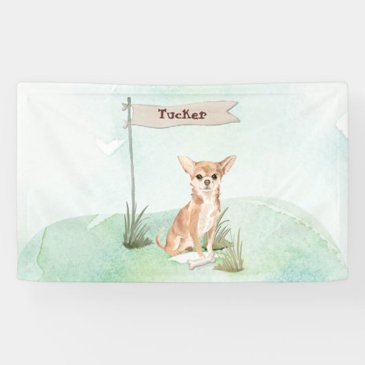 Aangepaste naam Chihuahua Pet Dog Spandoek (Horizontaal)