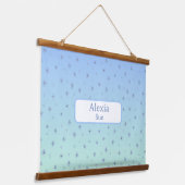 Aangepaste naam Childs Room Decor Blues Bloemen Hangend Wandkleed (Gebogen)