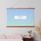 Aangepaste naam Childs Room Decor Blues Bloemen Hangend Wandkleed (Slaapkamer)