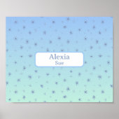 Aangepaste naam Childs Room Decor Blues Bloemen Poster (Voorkant)