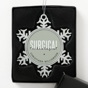 Aangepaste naam chirurgische technologiste Med Sur Tin Sneeuwvlok Ornament