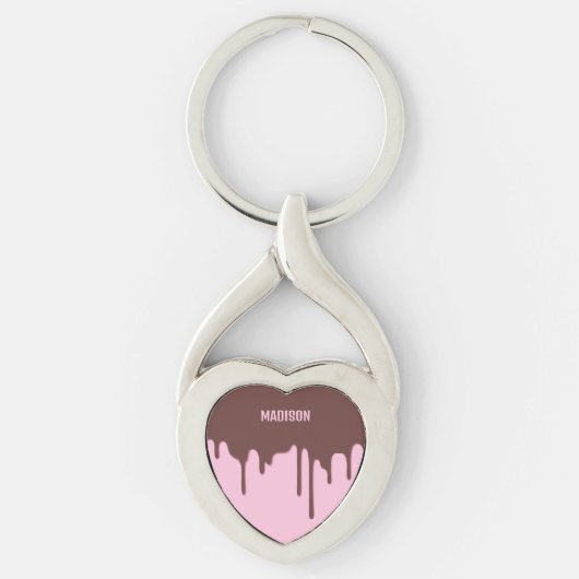 Aangepaste naam chocoladedrip sleutelhanger (Voorkant)