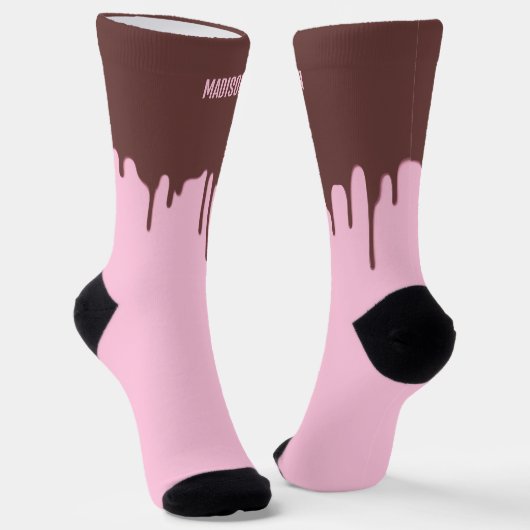 Aangepaste naam chocoladedrip sokken (Gebogen)
