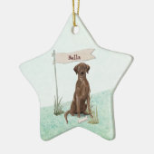 Aangepaste naam Chocolate Lab Pet Dog Keramisch Ornament (Links)