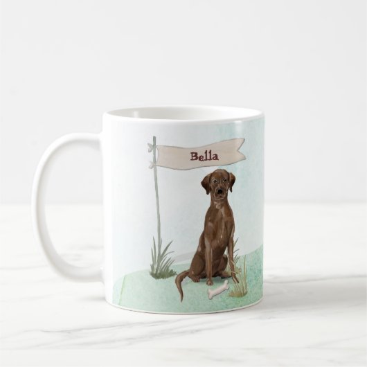 Aangepaste naam Chocolate Lab Pet Dog Koffiemok (Links)