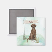 Aangepaste naam Chocolate Lab Pet Dog Magneet (Voorkant / Achterkant)