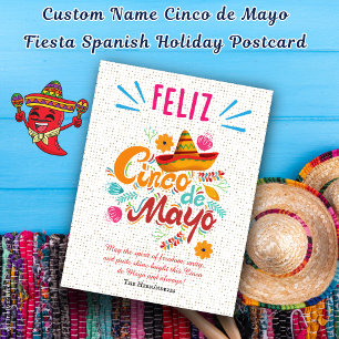 Aangepaste naam Cinco de Mayo Fiesta Spanish Holid Briefkaart
