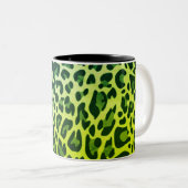 Aangepaste naam Classic Leopard Print Design Savan Tweekleurige Koffiemok (Voorkant rechts)