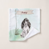 Aangepaste Naam Cocker Spaniel Huisdier Hond Bad Handdoek (Wasdoekje)