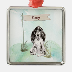 Aangepaste naam Cocker Spaniel Pet Dog Metalen Ornament