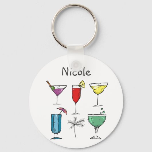 Aangepaste naam Cocktail Alcohol Drinken Summer Fu Sleutelhanger (Voorkant)