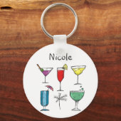 Aangepaste naam Cocktail Alcohol Drinken Summer Fu Sleutelhanger (Voorkant)
