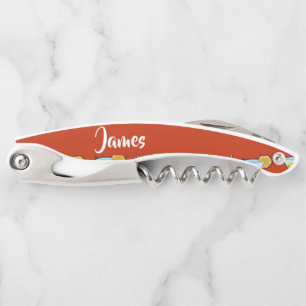 Aangepaste naam cocktailbril op rood kurkentrekker