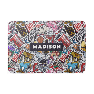 Aangepaste naam College Comics Patroon Badmat