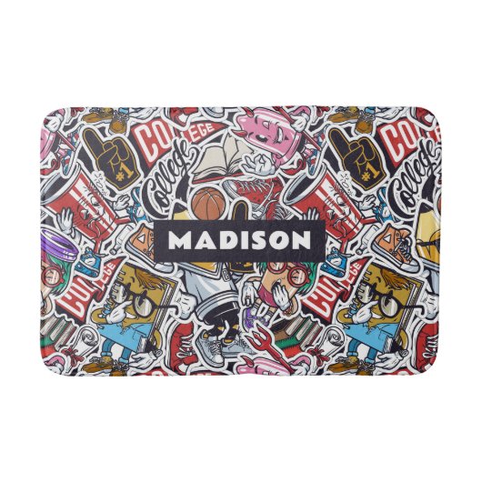 Aangepaste naam College Comics Patroon Badmat (Voorkant)