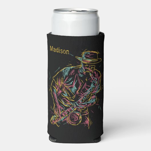 Aangepaste naam Colorful Jazz Player (Seltzer Voorkant)