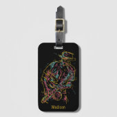 Aangepaste naam Colorful Jazz Player Bagagelabel (Voorkant (verticaal))