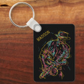 Aangepaste naam Colorful Jazz Player Sleutelhanger (Voorkant)