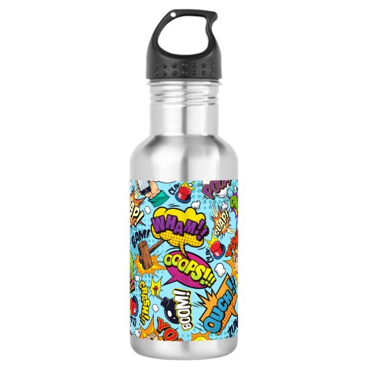Aangepaste naam Comics Patroon Waterfles (Voorkant)
