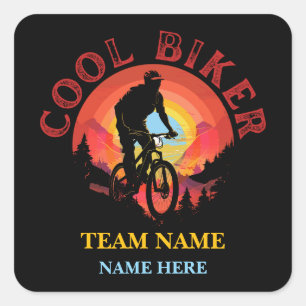 Aangepaste naam Cool Biker Biking Team Vierkante Sticker