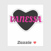 Aangepaste naam Cool Black Heart met Girly Pink Te Sticker (Vel)