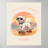 Aangepaste naam Cool Maltezer hond Skateboarder Poster (Voorkant)