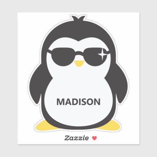Aangepaste naam Cool Penguin Sticker (Vel)