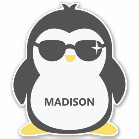 Aangepaste naam Cool Penguin Sticker (Voorkant)