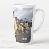 Aangepaste naam Cool Penguins Latte Mok (Rechts)