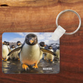 Aangepaste naam Cool Penguins Sleutelhanger (Voorkant)