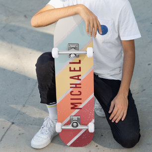 Aangepaste naam Cool Retro Sunset Strepen  Skateboard