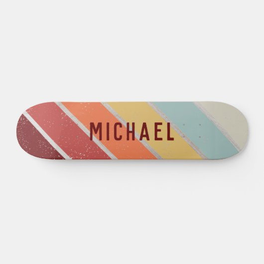 Aangepaste naam Cool Retro Sunset Stripes Skateboard (Horizontaal)