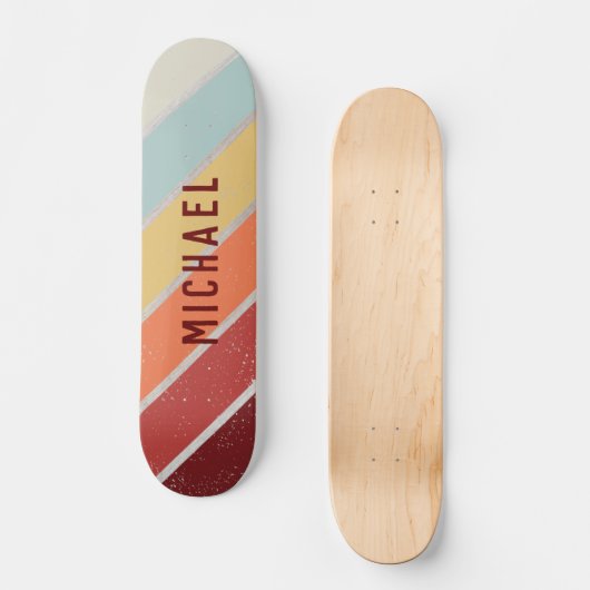 Aangepaste naam Cool Retro Sunset Stripes Skateboard (Voorkant)