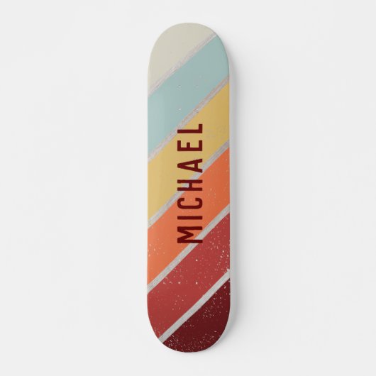 Aangepaste naam Cool Retro Sunset Stripes Skateboard (Voorkant)