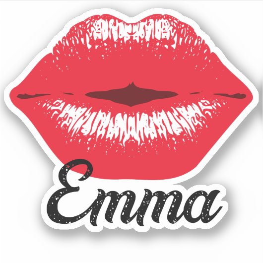 Aangepaste naam Cool Rode Lippenstift Kussende Lip Sticker (Voorkant)