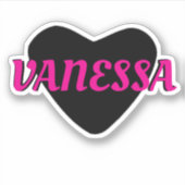 Aangepaste naam Cool zwart hart met meisjesachtige Sticker (Voorkant)