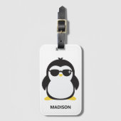 Aangepaste naam coole pinguïn bagagelabel (Voorkant (verticaal))