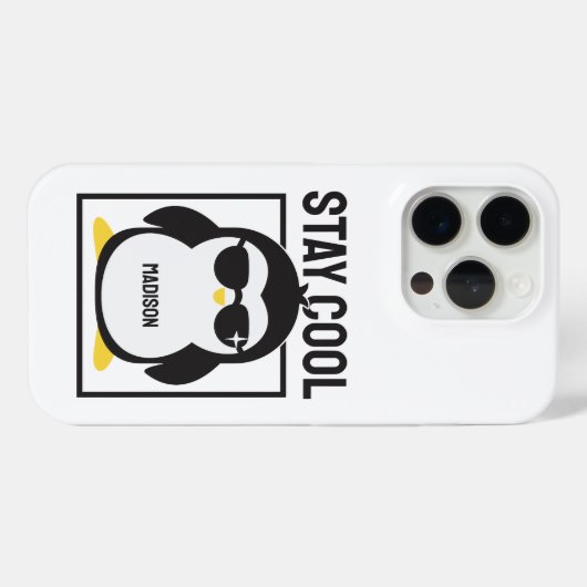 Aangepaste naam coole pinguïn Case-Mate iPhone case (Achterkant (horizontaal))