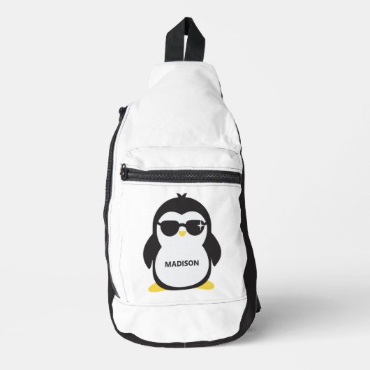 Aangepaste naam coole pinguïn sling bag (Voorkant)