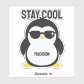 Aangepaste naam coole pinguïn sticker (Vel)