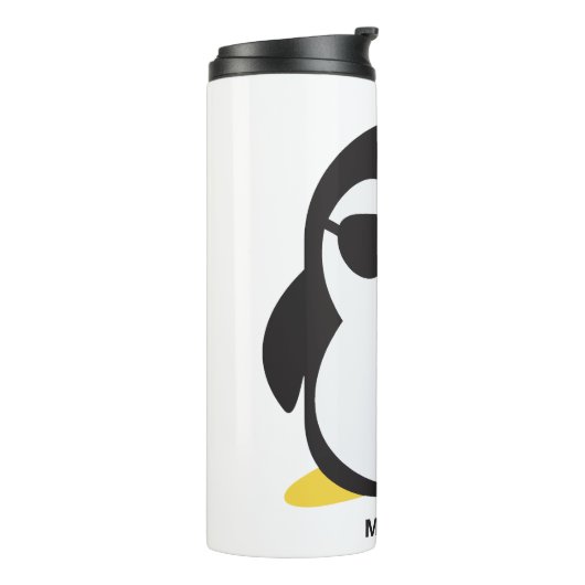 Aangepaste naam coole pinguïn thermosbeker (Gedraaid links)