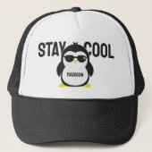 Aangepaste naam coole pinguïn trucker pet (Voorkant)